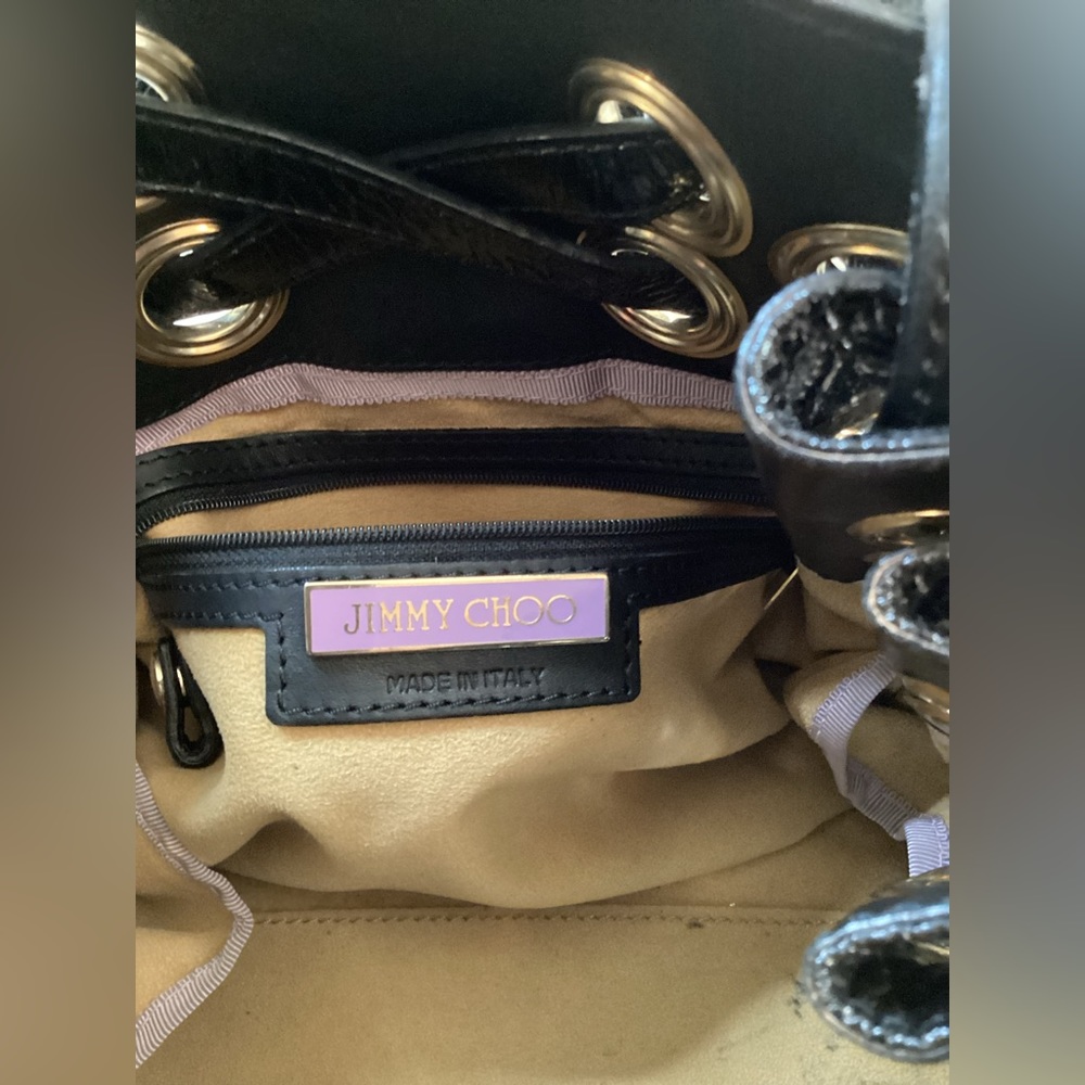 JIMMY CHOO BLACK PATENT LEATHER ROMONA SHOULDER BAG WITH DUST BAG AND COA - Picture 7 of 8